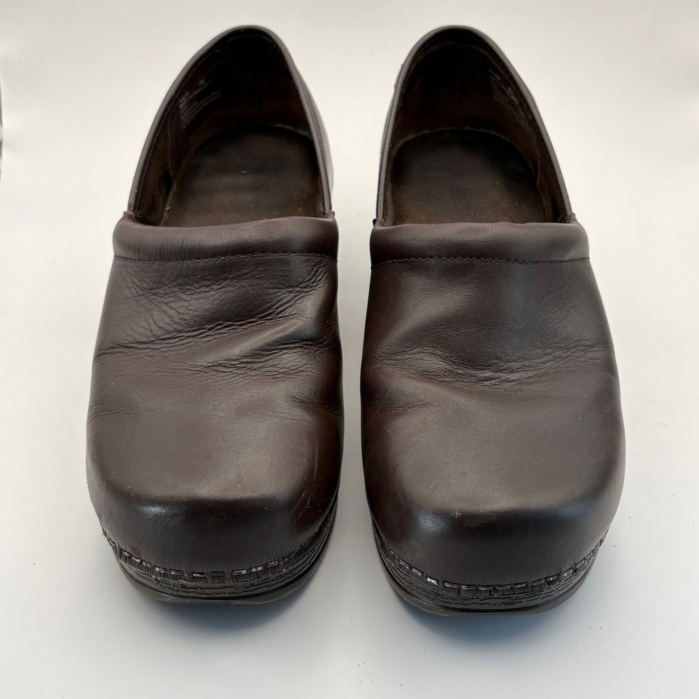 Bass Melinda‎ II Women Leather Dark Brown Clogs Slip On Shoes Size 8M Dansco